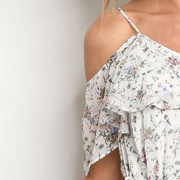 Handkerchief Hem Floral Print Dress Purple White - Picture 7 of 10